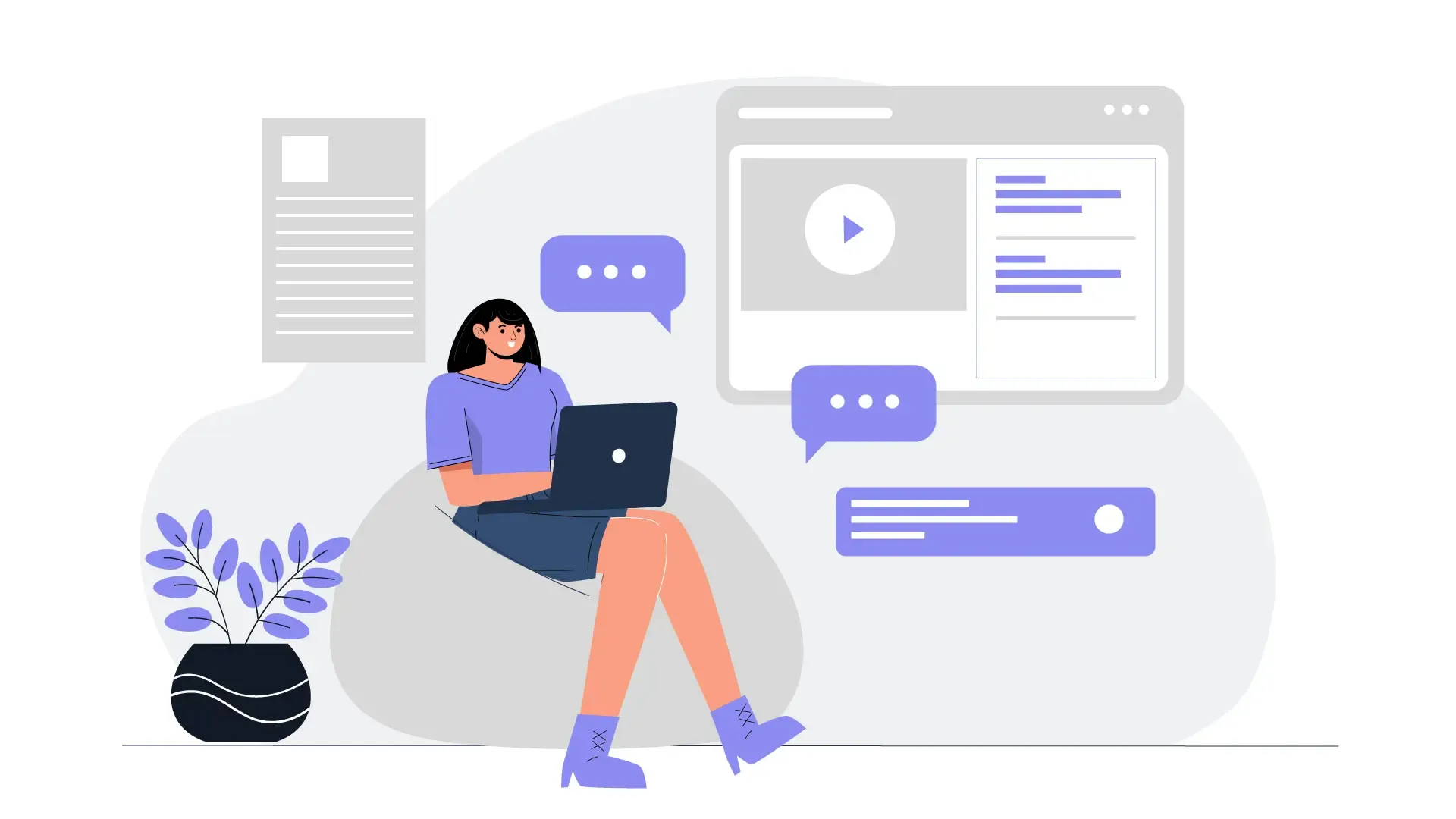 Remote Learning Setup Flat Design Illustration